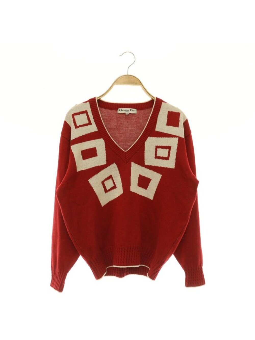 Dior Sports Knit Sweater Long Sleeve Neck Vintage M Red MY